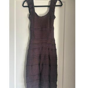 Catherine Malandrino Sleeveless Lace Knit Womens Petite Elegant Chic Midi Dress